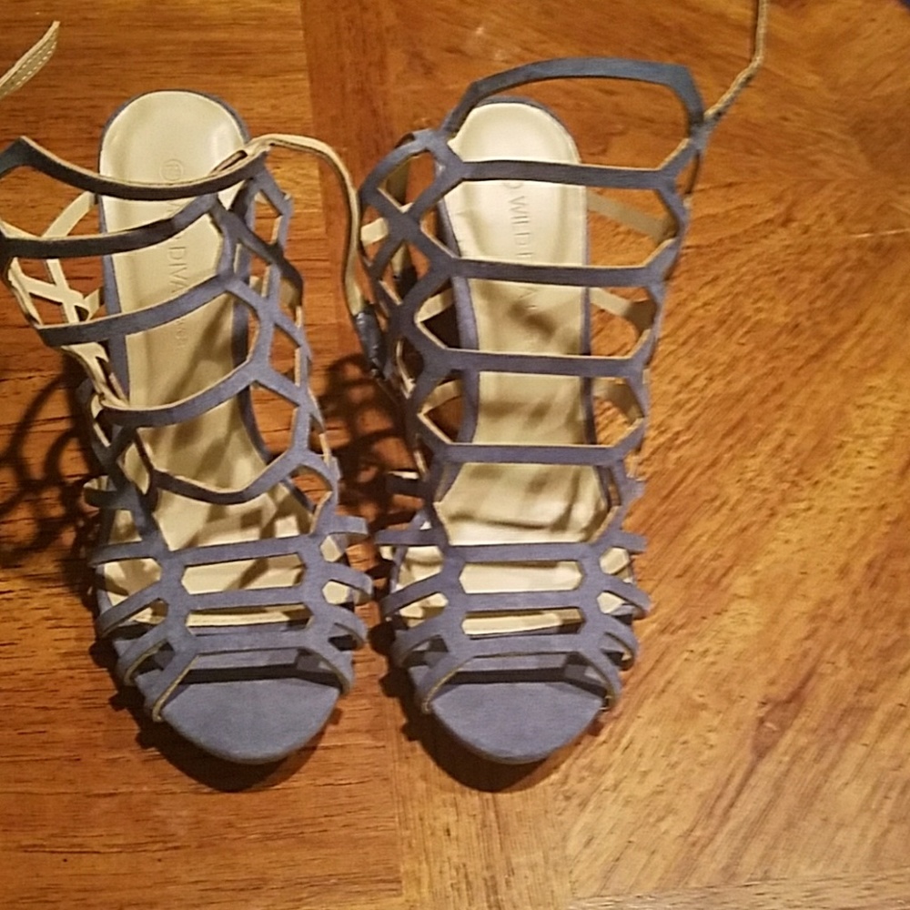 New Faux Suede light blue Heels